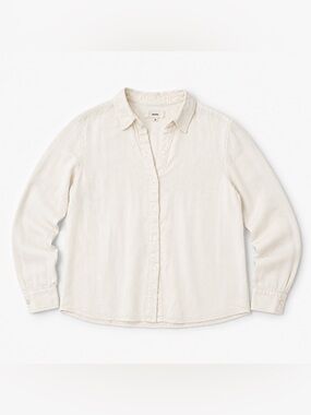 SAUTHS 100% Linen Button Down Shirt Women’s M Ivory Cream Relaxed Coastal